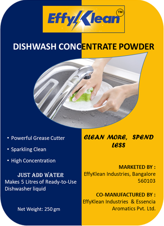 Dish Wash Concentrate - Powder (Makes 5 liters final product from 250 gm powder)