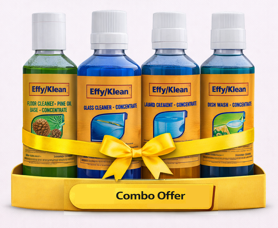 COMBO PACK : (Floor Cleaner  Pine Oil Base+Glass cleaner+Laundry Detergent+Dish Wash  Concentrates)