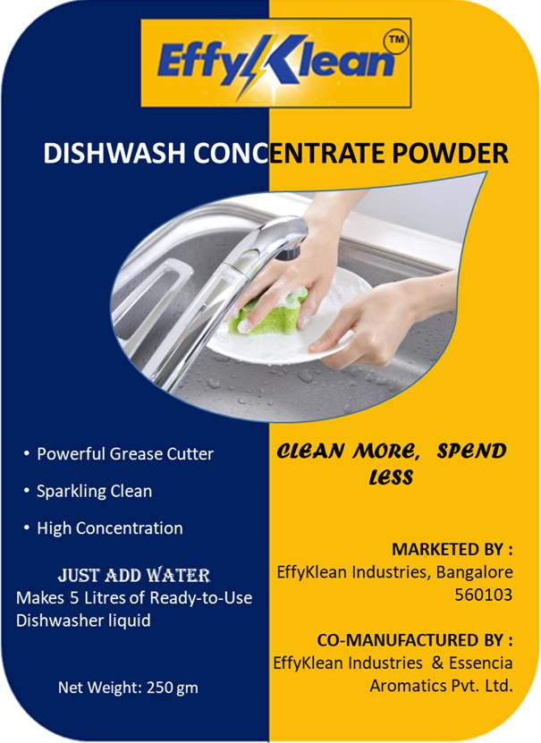 Dish Wash Concentrate - Powder (Makes 5 liters final product from 250 gm powder)